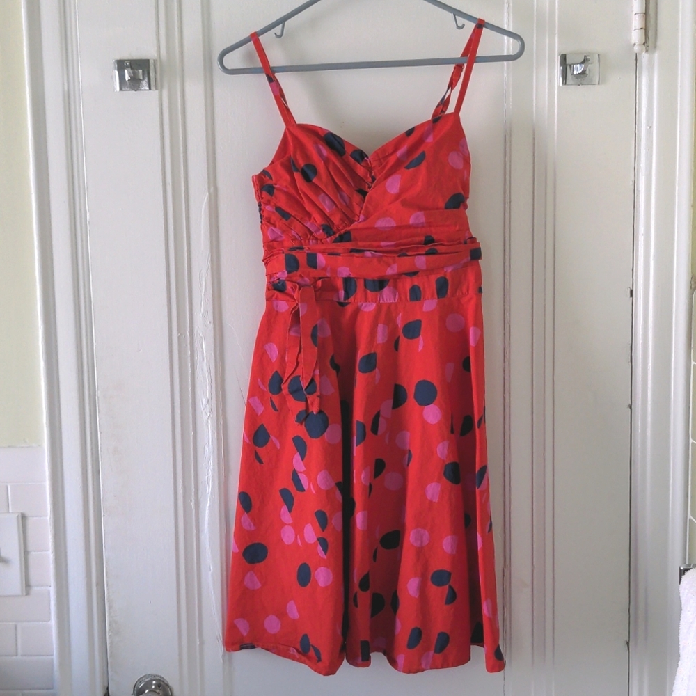 H&M red dotted faux wrap summer dress